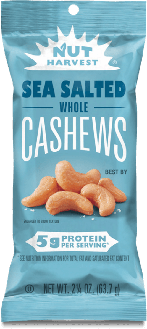 Bag of NUT HARVEST® Sea Salted Whole Cashews